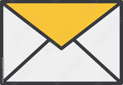 Simple flat icon of a closed envelope with a yellow flap