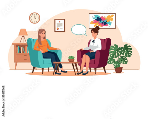 Psychologist providing therapy session to female client indoors