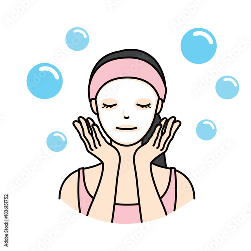 Woman relaxing with a sheet mask for beauty and skincare
