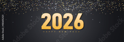 Minimal Gold 2026 Happy New Year Luxury Banner