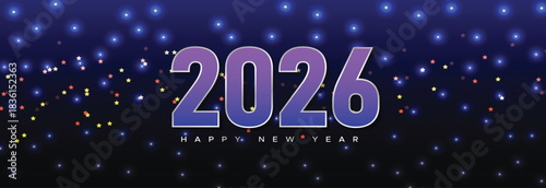 Neon Glow 2026 Purple Blue Happy New Year Banner