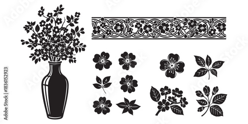 vector illustration of a vase with flowers