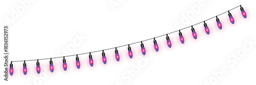 String of Purple and Pink Lights on White Background string lights party lights