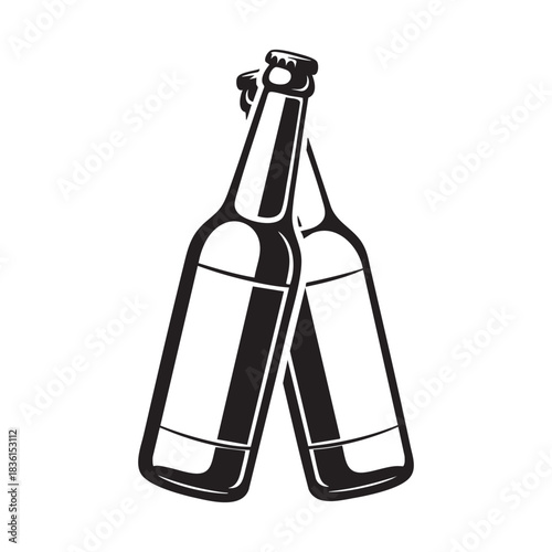 Two beer bottles. Vector illustration on a white background.