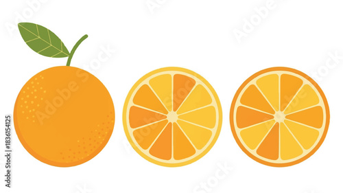 A minimalist flat design illustration featuring a single vibrant orange with subtle shading and clean lines