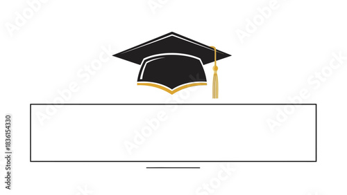 Simple vector illustration of a 2026 graduation cap with a tassel and a blank frame for text or announcements. Academic achievement symbol