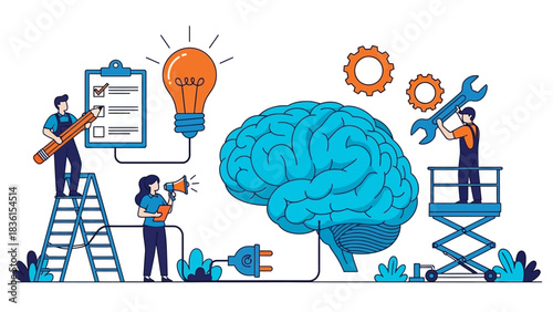 Collaborative teamwork on a human brain for creative idea generation, problem-solving, and business innovation