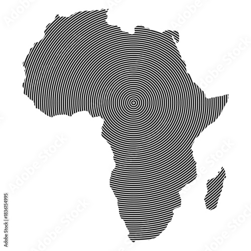 Maps of Africa - Afrique - Afrika. Spiral lines country map - vector illustrations.
