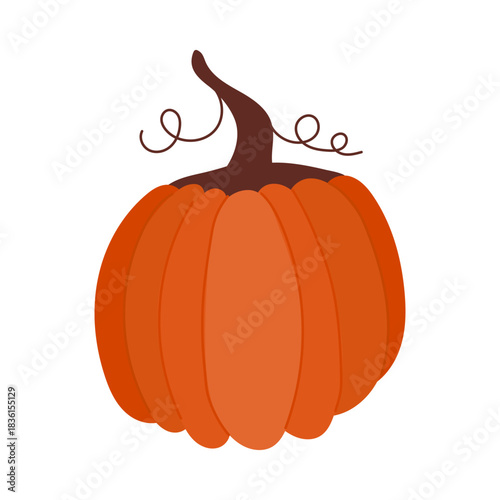 Hand drawn pumpkin doodle. Thanksgiving and Halloween decoration. Vector illustration, flat design