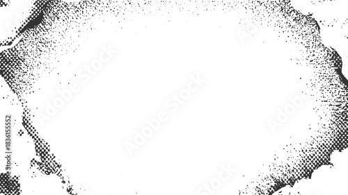 Black and white halftone dot pattern grunge texture overlay background