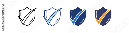 Shield Icon Set Multiple Style Collection