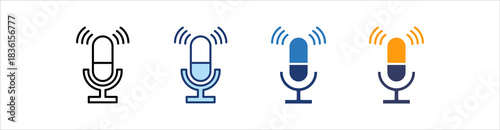 Microphone Icon Set Multiple Style Collection