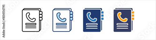 Phonebook Icon Set Multiple Style Collection
