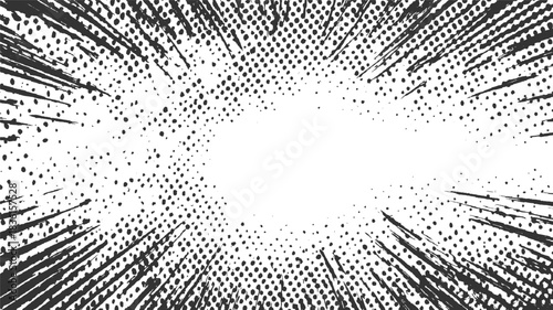 Black and white comic book style explosion background with halftone dots and speed lines abstract 1