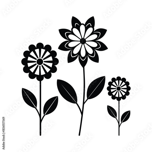 Floral Silhouette Vector Minimal Botanical Flower Design