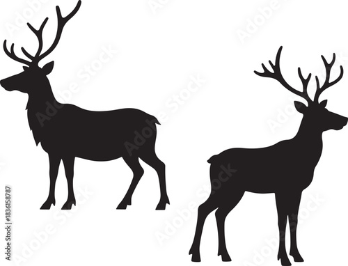  Reindeer Vector , Reindeer silhouette set, set of  Reindeer silhouettes, set of deer, deer, silhouette, reindeer, animal, mammal, antelope, christmas, hunting, nature, vector, illustration, stag, ani