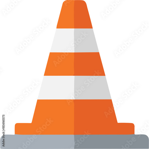 Orange and White Traffic Cone Warning Symbol for Road Construction Safety and Traffic Management on Gray Surface with Simple Design