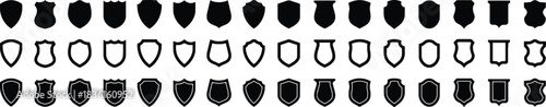 shield, badge, emblem, crest, heraldry, symbol, icon, silhouette, black, white, outline, border, frame, security, protection, award, design, collection, set, graphic, medieval, vintage, modern