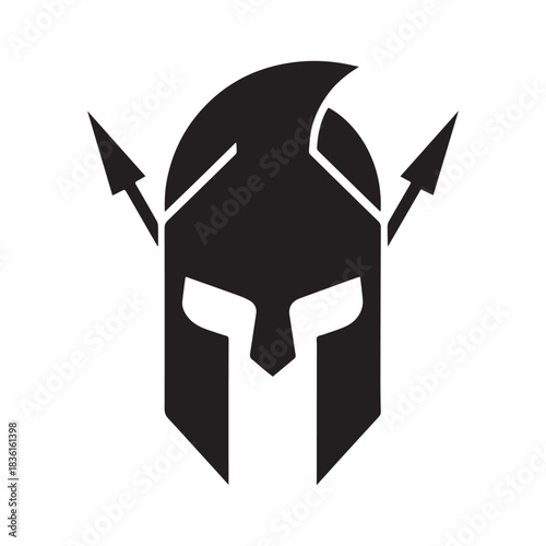 Elegant Minimalist Spartan Warrior Helmet Symbol for Modern Branding