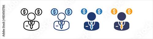 Stockbroker Icon Set Multiple Style Collection