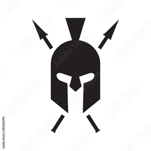 Modern Flat Spartan Helmet Symbol With Elegant Warrior Lines