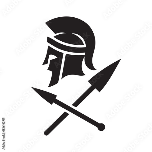 Circular Spartan Helmet Emblem Crafted With Minimalist Precision