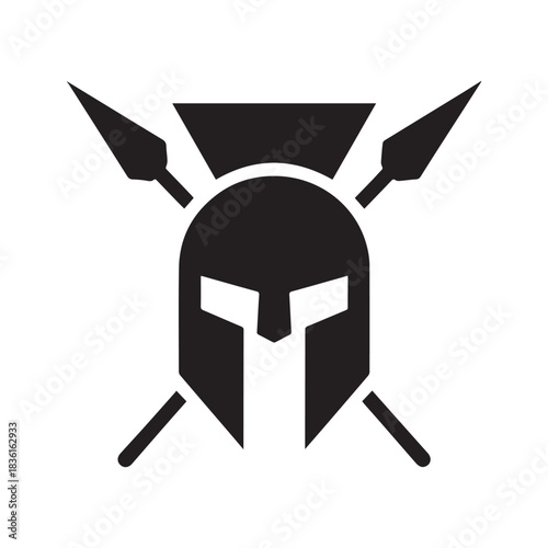 Futuristic Spartan Helmet Icon Showing Dynamic Warrior Power