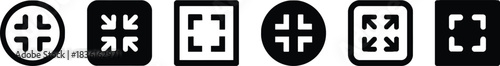 icon, set, abstract, geometric, symbol, design, graphic, illustration, element, object, shape, pattern, expansion, contraction, zoom, fullscreen, minimize, maximize, interface, ui, ux, black, white, i