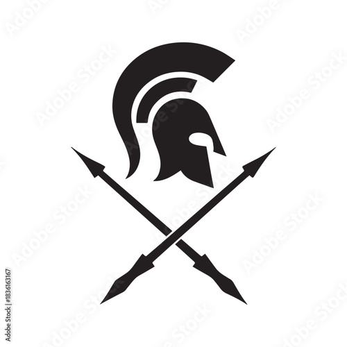 Abstract Curved Spartan Helmet Emblem Showing Timeless Warrior Spirit