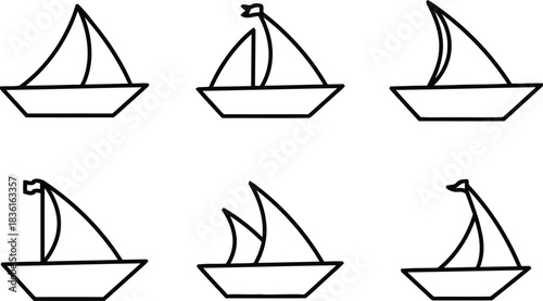 icon, water, with, leisure, [converted], illustration, featuring, sailboat, outline, (1029), outlines, simple, travel, boat, sketch, design, collection, sails, nautical, recreation, vessel, hand-drawn