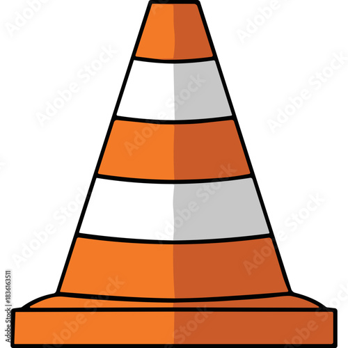 Orange and White Traffic Cone Isolated on Black Background Warning Safety Barrier Cone Construction Site Safety Equipment