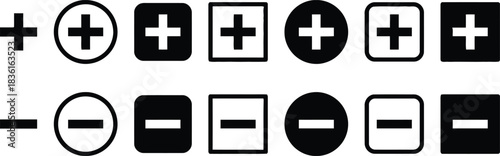 isolated, icon, decrease, collection, symbol, illustration, [converted], positive, zoom, square, various, subtract, (1042), design, circle, out, minus, white, shapes, symbols, icons, increase