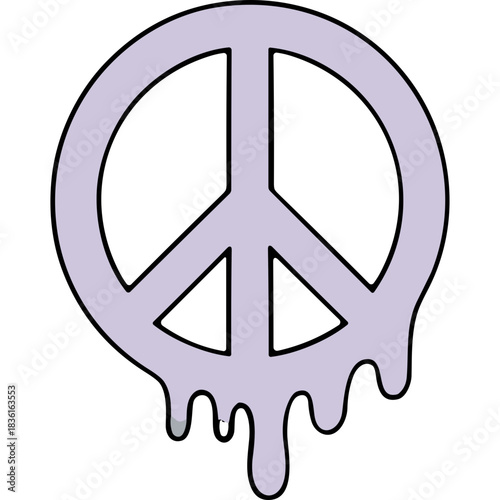 Pale Purple Peace Symbol Dripping Effect On Black Background Abstract