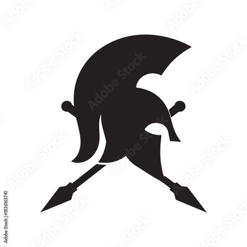 Simplified Spartan Block Helmet Emblem Showing Warrior Strength