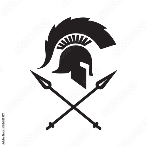 Classic Spartan Helmet Emblem Representing Courage Strength And Loyalty