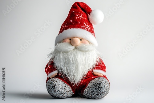 Cute small Santa plush with detailed embroidery, adding festive Christmas charm