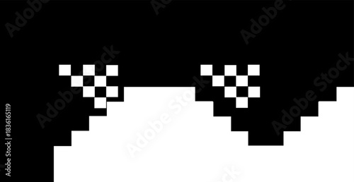 Stylized pixel art sunglasses illustration, conveying a cool and confident attitude, perfect for retro gaming themes, digital media, and meme culture graphics