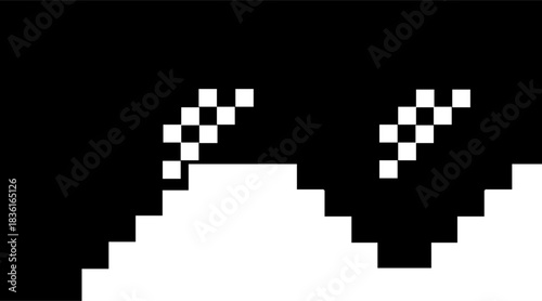 A minimalist graphic of black pixelated sunglasses in a classic 8-bit style, symbolizing internet meme culture and a cool attitude