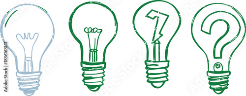 Illustrative lightbulbs: concepts of ideas, questions, and solutions