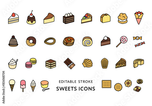 いろんなスイーツのアイコンセット