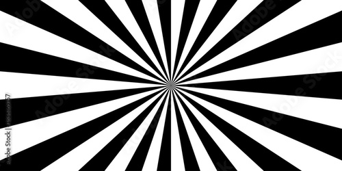 sunburst pattern white and black design. Vintage sunrays illustration swirl line. sun beam vector banner design pop art comic burst gradient concept pattern.	