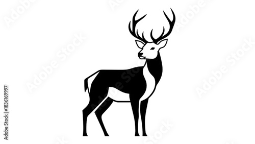 Elegant Deer Silhouette Graceful Wildlife Illustration for Creative Designs