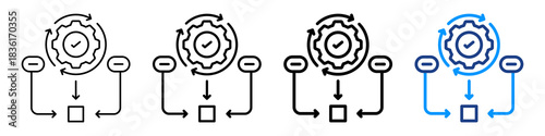 Workflow Process Icon Different Style Outline Collection Set.