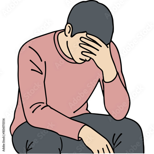 Sad Man Sitting With Head In Hands Expressing Disappointment And Despair A Person Feeling Overwhelmed And Stressed In A Simple Flat Illustration Style With No Background