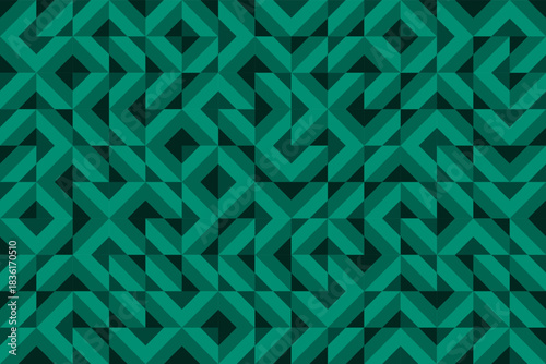 Viridian green abstract pattern, seamless geometric vector background design