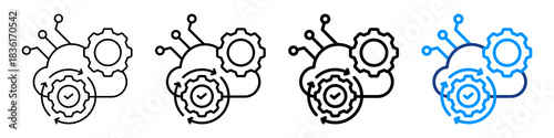 Cloud Automation Icon Different Style Outline Collection Set.