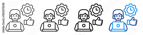 Work Efficiency Icon Different Style Outline Collection Set.