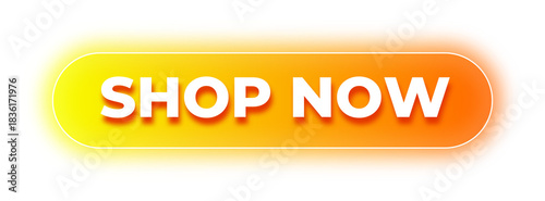 Glowing Rounded Rectangle Shop Now Button with Modern Style for E-commerce