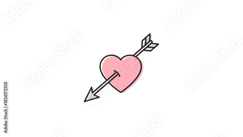Simple Pink Heart Pierced by Cupid's Arrow Icon