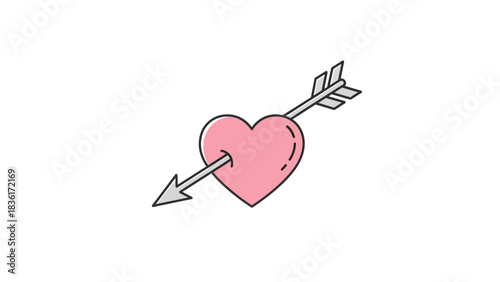 Simple Pink Heart Pierced by Cupid's Arrow Icon